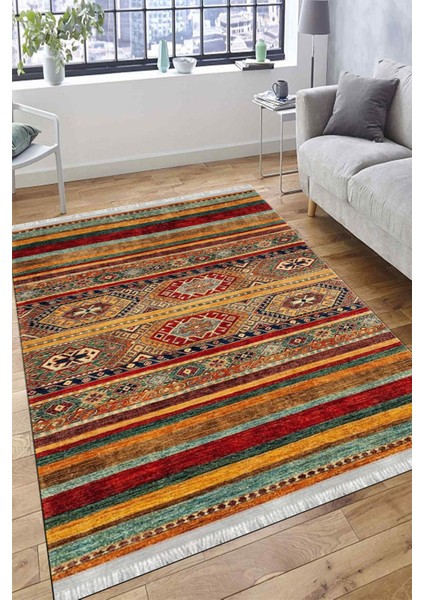 Vintage Otantik Yolluk Yıkanabilir Halı Kaymaz Taban Kilim Dot Tabanlı Oturma Odası Halısı 4025A fırsatları