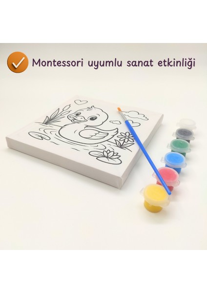 Ahşap Çerçeveli Çocuk Tuval Seti – 3-6 Yaş Için Boyama Tuvali, Fırça ve Akrilik Boya indirimleri