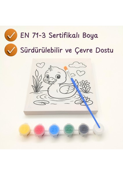 Ahşap Çerçeveli Çocuk Tuval Seti – 3-6 Yaş Için Boyama Tuvali, Fırça ve Akrilik Boya