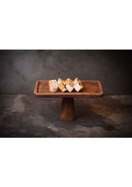 Dikdörtgen Taramalı Ahşap Pasta Kek Standı , Ahşap Ayaklı Kek Standı,sunumluk, Peynir Tabağı