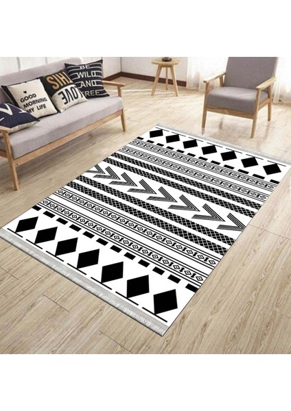 Geometrik Figürlü Halı Kaymaz Taban Kilim Yıkanabilir Yolluk Dot Tabanlı Salon Halısı 4120B modelleri