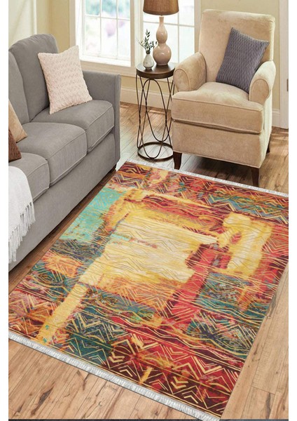 Iskandinav Desen Çok Renkli Kaymaz Taban Kilim Yıkanabilir Yolluk Dot Tabanlı Salon Halısı 4172A