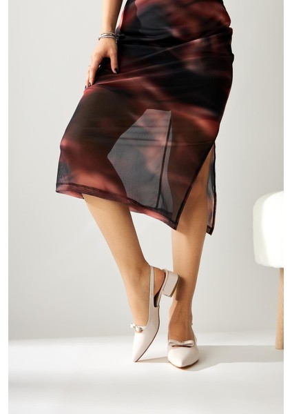 Sevy Bej Rugan Toka Detaylı Kısa Topuklu Kadın Ayakkabı fiyatları