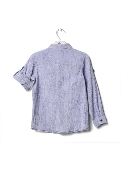 Çizgili Armalı Krinkel Kumaş Uzun Kol Gömlek - Nanıca Kıds - NNC123119 - Lacivert - 2 Yaş - NNC123119-LACIVERT-2 Yaş Lacivert fiyatları