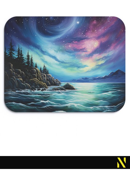 Kuzey Işıkları Manzaralı Ergonomik Mouse Pad - 23 cm x 19 cm - Kaydırmaz Taban Ev ve Ofis Kullanımı Için Ideal Fare Altlığı Mousepad