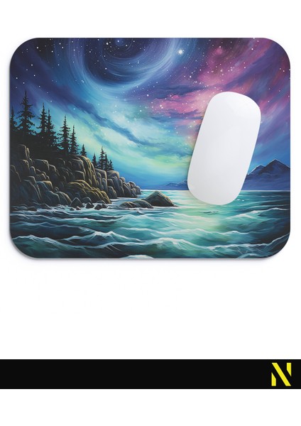 Kuzey Işıkları Manzaralı Ergonomik Mouse Pad - 23 cm x 19 cm - Kaydırmaz Taban Ev ve Ofis Kullanımı Için Ideal Fare Altlığı Mousepad fırsatları