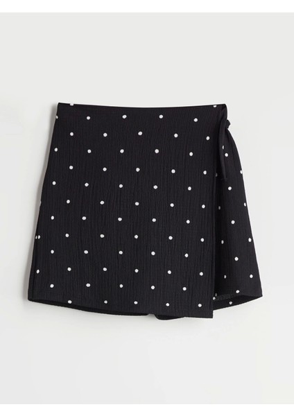 Lcw Kids Siyah Beli Lastikli Puantiyeli Kız Çocuk Şort Etek