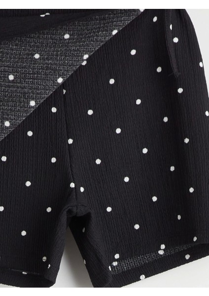 Lcw Kids Siyah Beli Lastikli Puantiyeli Kız Çocuk Şort Etek modelleri