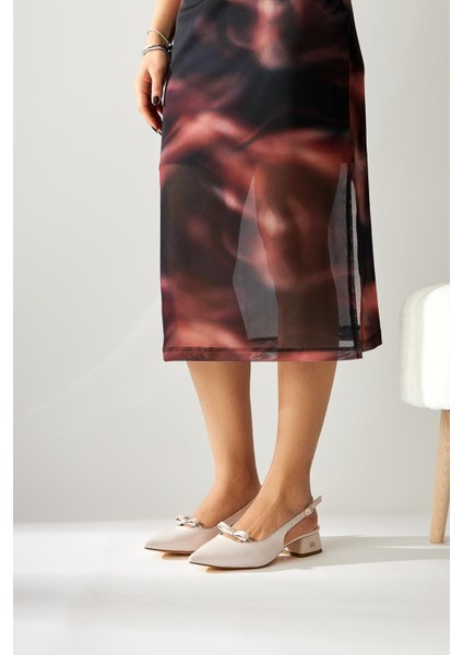 Sevy Bej Rugan Toka Detaylı Kısa Topuklu Kadın Ayakkabı indirimleri