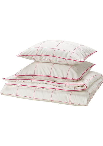 Bredvecklare Nevresim Seti 240 x 220 cm Beyaz Pembe Çift Kişilik Pamuklu Yumuşak Çıtçıtlı