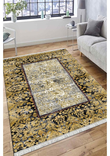 Gold Otantik Halı Kaymaz Taban Kilim Yıkanabilir Yolluk Dot Tabanlı Salon Halısı 4210C fırsatları