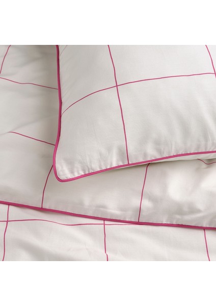 Bredvecklare Nevresim Seti 240 x 220 cm Beyaz Pembe Çift Kişilik Pamuklu Yumuşak Çıtçıtlı fırsatları