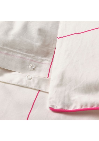 Bredvecklare Nevresim Seti 240 x 220 cm Beyaz Pembe Çift Kişilik Pamuklu Yumuşak Çıtçıtlı indirimleri