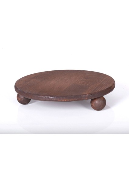 Büyük Boy 29 cm Ahşap Sunumluk Ayaklı Sunumluk Ahşap Ceviz Renk