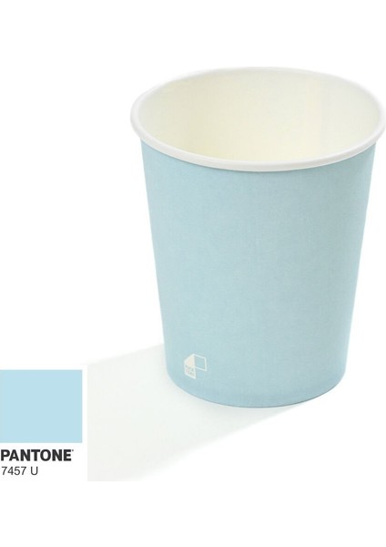 8 Oz Single Wall Baskılı Karton Bardak (Açık Mavi) 50 Adet