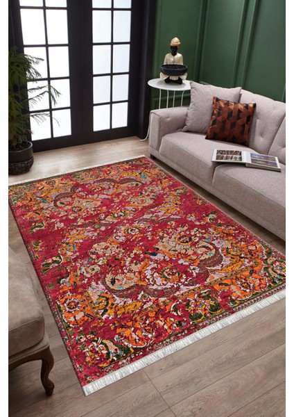 Mürdüm Renkli Otantik Halı Kaymaz Taban Kilim Yıkanabilir Yolluk Dot Tabanlı Salon Halısı 4208A fiyatları