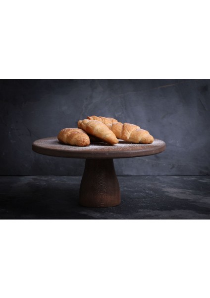 Doğal Ahşap Pasta Kek Standı , Ahşap Ayaklı Kek Standı, Sunumluk, Peynir Tabağı 28 cm