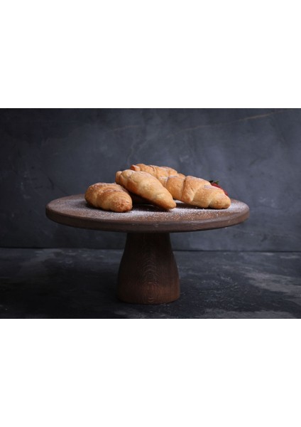 Doğal Ahşap Pasta Kek Standı , Ahşap Ayaklı Kek Standı, Sunumluk, Peynir Tabağı 28 cm