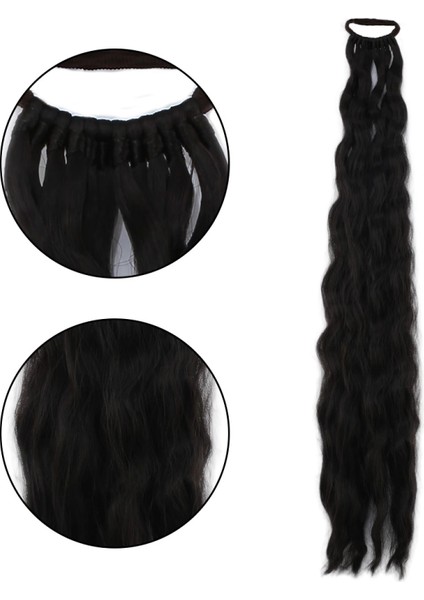 Lastik Tokalı At Kuyruğu Kabarık Afro Dalgalı - Kahve Karamel