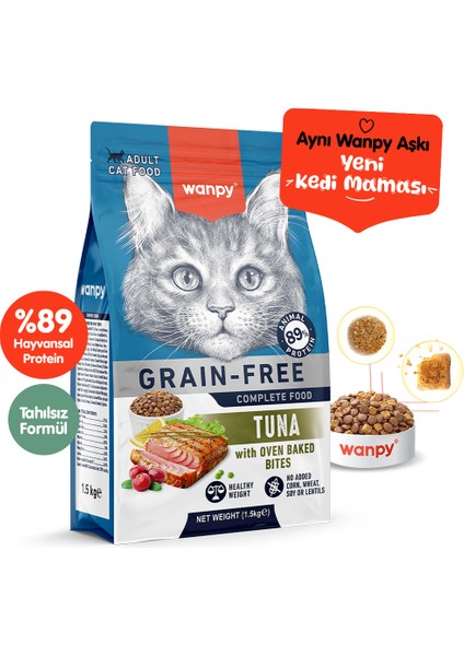 Tahılsız Ton Balıklı Yetişkin Kedi Maması 1,5 kg