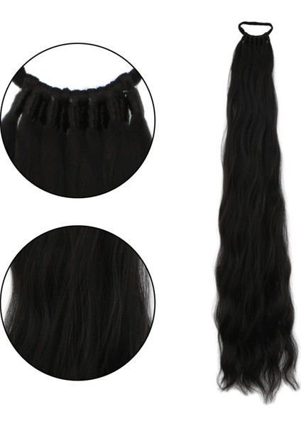 Lastik Tokalı At Kuyruğu Su Dalgalı - Kahverengi