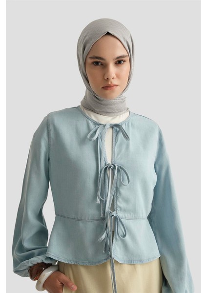 Tencel Bluz 25YD9127 Mavi