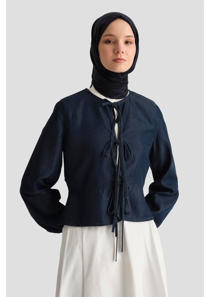 Tencel Bluz 25YD9127 Koyu Lacivert modelleri