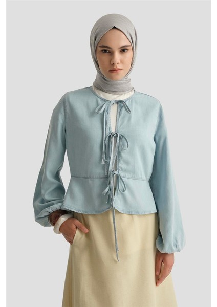 Tencel Bluz 25YD9127 Mavi modelleri