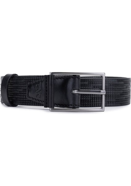 Erkek Hakiki Deri Siyah Kemer 184 5418 Erk Kmr Y25 Sıyah Karelı