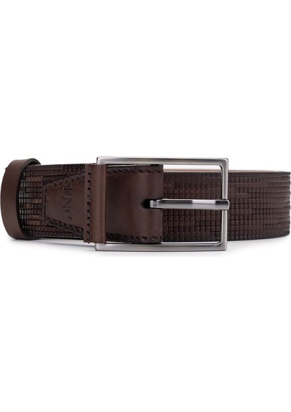 Erkek Hakiki Deri Kahverengi Kemer 184 5418 Erk Kmr Y25 Kahve Karelı