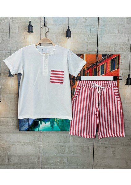 Erkek Çocuk Çizgili Rahat Kesim T-Shirt - Şort Takım fiyatları