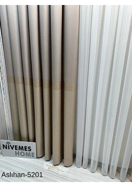 Nivemeshome Aslıhan Vizon FT632116 V-5201 1/3 Sık Pile Fon Perde Apm indirimleri