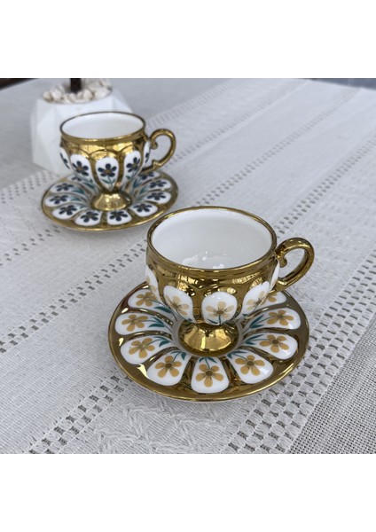 Oscar 2 Kişilik Kahve Fincan Takımı - 90 ml SCT-06177/8 (Mavi-Sarı)