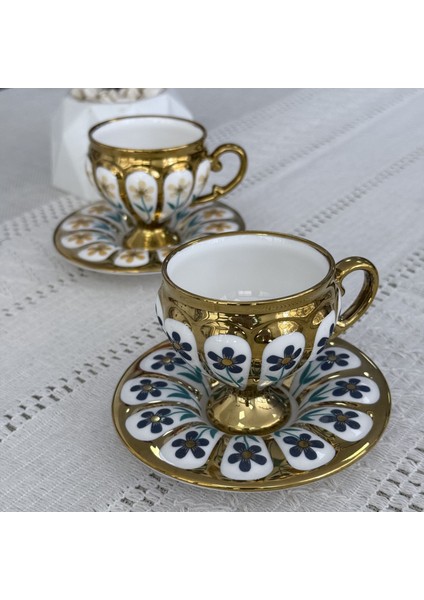 Oscar 2 Kişilik Kahve Fincan Takımı - 90 ml SCT-06177/8 (Mavi-Sarı) fiyatları