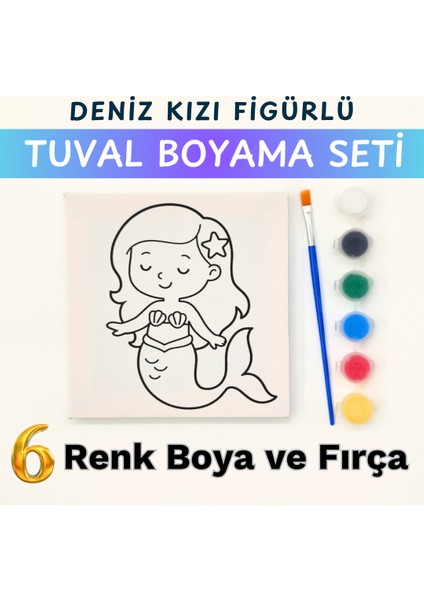 Çocuk Tuval Seti – 3-6 Yaş Için Hazır Çizimli Kanvas, Akrilik Boya ve Fırça Hediyeli