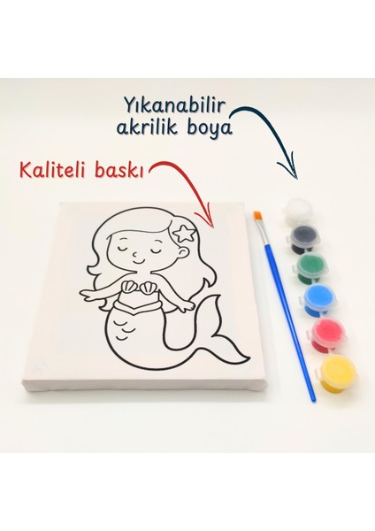 Çocuk Tuval Seti – 3-6 Yaş Için Hazır Çizimli Kanvas, Akrilik Boya ve Fırça Hediyeli indirimleri