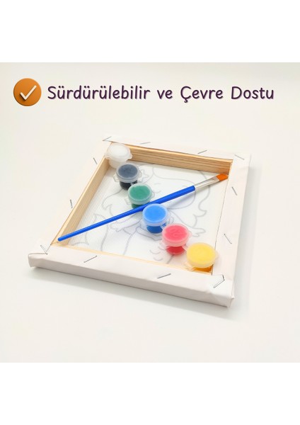 Çocuk Tuval Seti – 3-6 Yaş Için Hazır Çizimli Kanvas, Akrilik Boya ve Fırça Hediyeli
