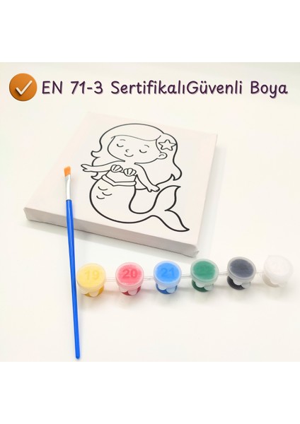 Çocuk Tuval Seti – 3-6 Yaş Için Hazır Çizimli Kanvas, Akrilik Boya ve Fırça Hediyeli