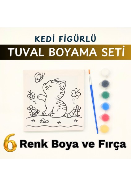 Minik Ressam Seti – Ön Çizimli Tuval, Fırça ve Su Bazlı 6 Renk Akrilik Boya ile Boyama