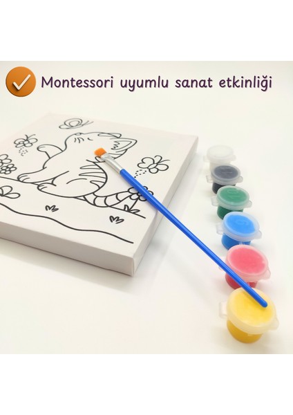 Minik Ressam Seti – Ön Çizimli Tuval, Fırça ve Su Bazlı 6 Renk Akrilik Boya ile Boyama indirimleri