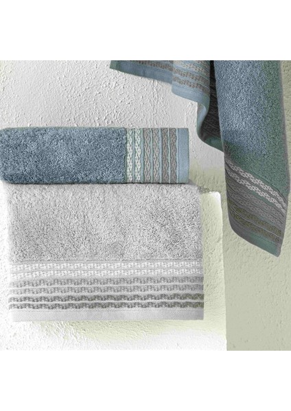 Yeni Sezon Pure Cotton Pamuk Hamam Seti Art ( Gri-Mavi) fiyatları