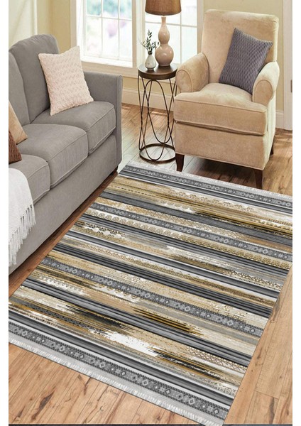 Otantik Motifli Kilim Yıkanabilir Halı Kaymaz Taban Kilim Dot Tabanlı Oturma Odası Halısı 4005C