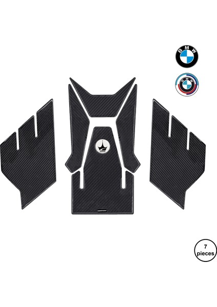 Bmw S1000XR 2023 ile Uyumlu Kaydırmaz 6d Karbon 7 Parça Tank Pad Seti GC44