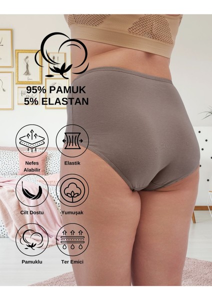 Kadın Büyük Beden Külot Full Brief, Pamuklu Yüksek Bel Iç Çamaşırı 5'li Paket ( P20, 5xl ) modelleri