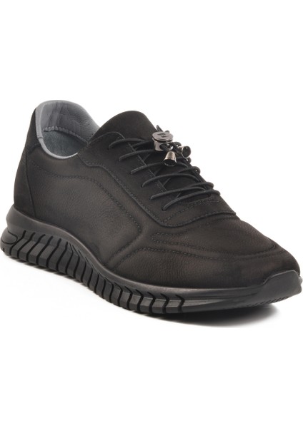 Siyah Nubuk Hakiki Deri Erkek Günlük Ayakkabı 43255-1 M