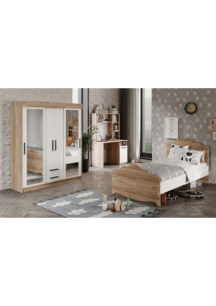 Ildır Çocuk Odası Takımı Tamamı Mdf Flora Beyaz Aynalı