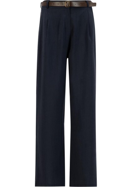 Kemerli Palazzo Tencel Pantolon 25Y2810 Lacivert