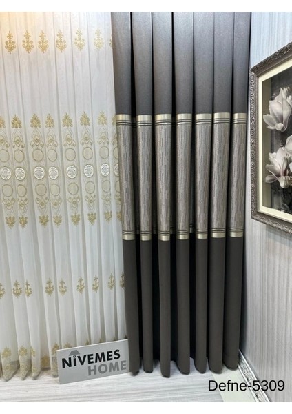 Nivemeshome Defne Toprak FT614166 5309 1/3 Sık Pileli Fon Perde Apm