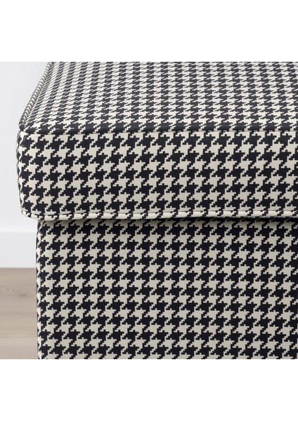 Strandmon Puf 60 x 40 x 44 cm Siyah Bej Kumaş Kaplı Çok Yönlü Kullanım fırsatları