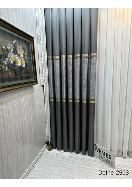 Nivemeshome Defne Antrasit FT614166 V-2503 1/3 Sık Pileli Fon Perde Apm